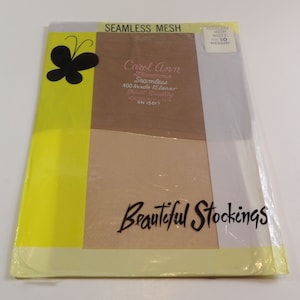 Vintage 60s Carol Ann Nylons Thigh High Stockings Size 10 Medium NEVER WORN hosiery MISTY