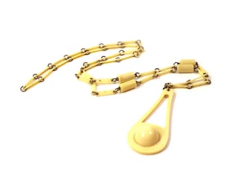 Vintage 40&#39;s Art Deco Celluloid Necklace with Orb Pendant, Bakelite Era