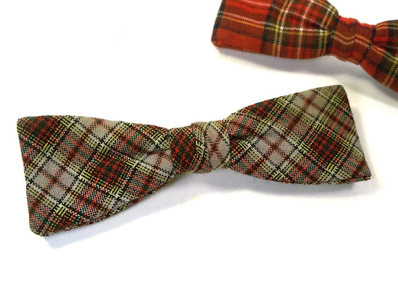 2 Vintage Dapper 1950s  50s Plaid Clip On Bow Tie… - image 2