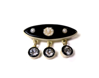 Süßesten Vintage 30sPearl & Strass Zelluloid Pin Brosche