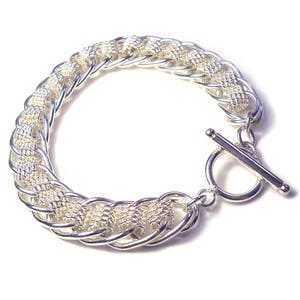 Vintage early 90s Silver Tone metal mesh Link Bracelet