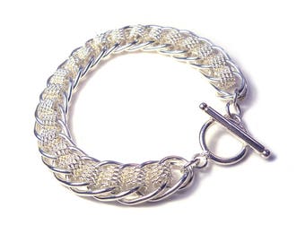Vintage principios de los años 90 plata tono metal malla Enlace Pulsera