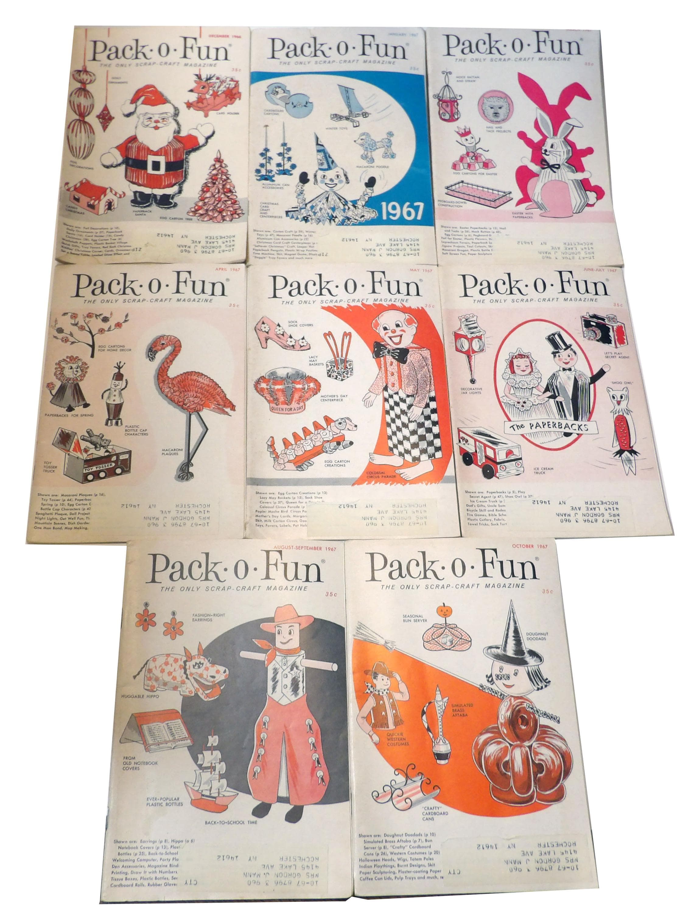 8 VINTAGE Pack-o-fun Scrap Craft Magazines 1966-1967 Halloween ...