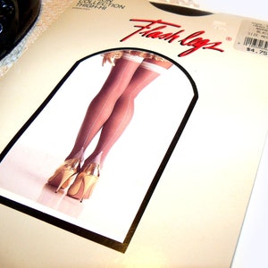 Vintage 80s Stockings BLACK French Heel Backseam Size Medium Long NEVER WORN Vintage unworn Flash Legs Nylons Sandalfoot