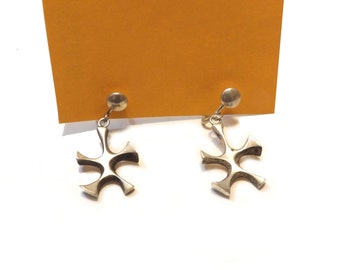 Modernist Sterling Earrings by Russell Secrest  Mid Century Modern Silver Jewelry mcm Screw Back Earrings