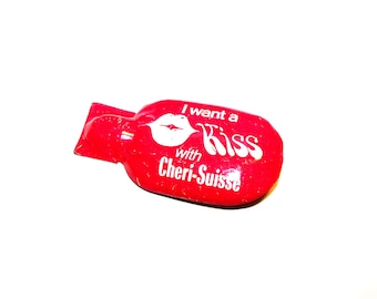 Vintage Tin Litho Metal Tin Toy CLICKER - I Want A Kiss With Cheri-Suisse Noise Maker