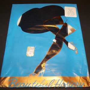 Vintage Agilon Navy Blue Nylons Coscia Calze Alte Taglia 9 1/2 - 10 CALZEtteria MAI INDOSSATA