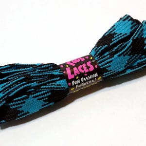 Vintage 80s Deadstock Cool Laces Fat Shoe Laces Turquoise Blue & Black