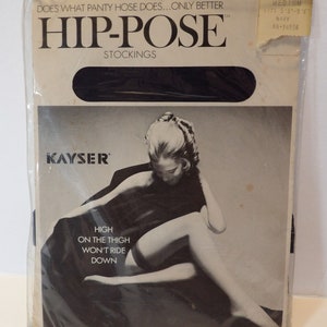 Vintage 80er Navy High on the Thigh Hip-Pose Thigh High Nylons Strümpfe Größe Medium NIE GETRAGEN Vintage ungetragen Kayser