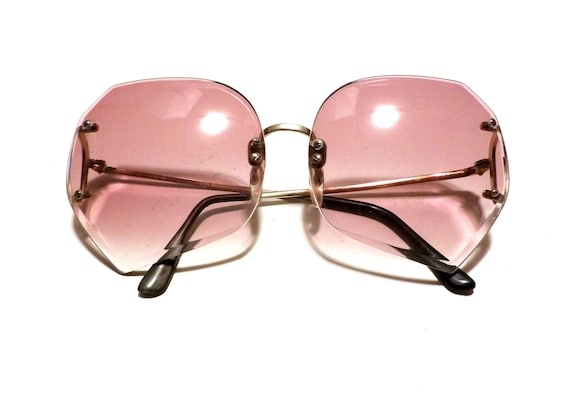 Authentic Vintage 80s pink Sunglasses 1980s Sun G… - image 4