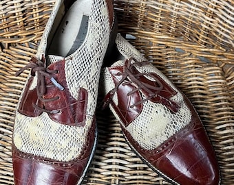 Stacy Adams, chaussures de selle Oxford pour hommes, alligator, peau de serpent, style swing, taille 10