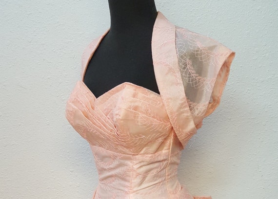 1950's Formal Ball Gown with Pink Bolero