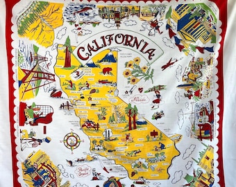 Vintage California Novelty Souvenir Tablecloth
