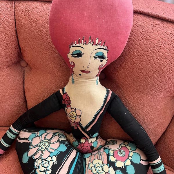 Vintage Doll Peter Max Style Sybil Toy Works 1970s Art Deco