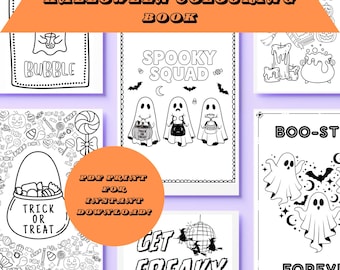 Spooky & Cute Halloween Colouring Book - 6 Page Printable PDF, Perfect for Kids and Adults, DIY Halloween Activity Book, Instant Download