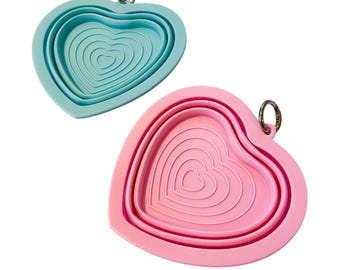 Love Heart Pop-Up Dog Bowl: Silicone Travel Pet Bowl