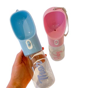 Botella de agua portátil personalizada para perros / Botella de viaje personalizada para mascotas / Dispensador a prueba de fugas para paseos y caminatas / Idea de regalo para perros