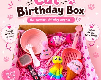 Personalisierte Katzen-Geburtstags-Geschenk | Katzenliebhaber Geschenkbox | Benutzerdefinierte Katzenmama Geschenk | Geburtstagsgeschenk für Katzenliebhaber | Katzen Accessoires Geschenkset
