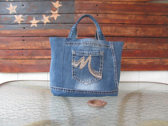 Denim Tote Bag Petite Blue Jean Hand 