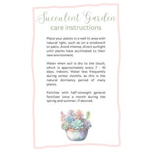Instrucciones para el cuidado de jardines suculentos digitales/imprimibles