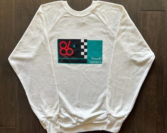 Vintage 1980s Lowell High School Pullover Crewneck Sweatshirt - M