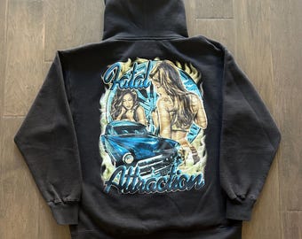 Vintage 1990s Low Rider Cruising Low Chicano Graffiti Fatal Attraction Hoodie - M