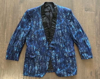 Vintage 1950s Mid Century Tiki Blazer Smoking Jacket Sports Coat - 42 R