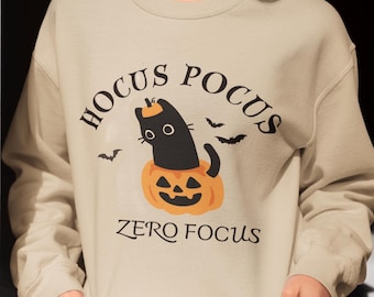 Halloween Cat Sweatshirt: Cozy Unisex Crewneck, Fall Apparel