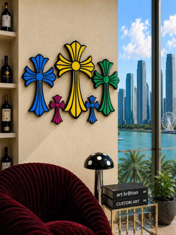 Luxury Cross Inspired Epoxy Wall Art, Handmade Wood Art, Resin
