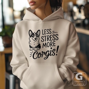 Less Stress More Corgis SVG, Cute Corgi Print PNG, Digital File for Cricut, Pet Lover Design, Corgi Dog Vector Clipart, Sublimation DXF Pdf