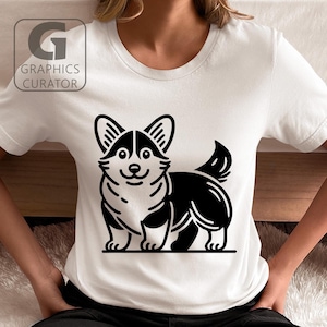 Minimalist Corgi SVG, Cute Corgi Print PNG, Digital Cut File for Cricut, Pet Lover Design, Corgi Dog Vector Clipart, Sublimation Art DXF Pdf