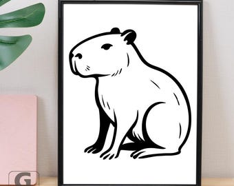 Capybara Silhouette SVG PNG, Cute Rodent Capy Clipart for Cricut Projects, Kawaii Animal Art Cutting Capybara Lover Digital Download DXF Pdf