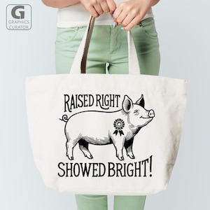 Élevé droit spectacle lumineux cochon SVG, cochon amateur PNG, drôle de bétail numérique coupe porc Cricut Sublimation ferme animaux Vector Clipart DXF Pdf