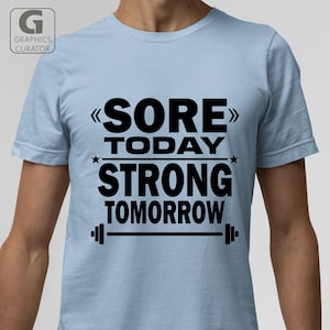 Mal aujourd'hui fort demain SVG, Fitness Motivation PNG, fichier numérique de coupe d'entraînement de gym, conception de citation d'exercice Cricut, bien-être Clipart DXF Pdf
