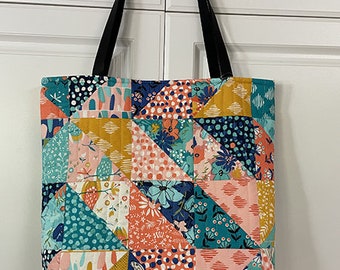 Quilted Tote Bag Project Bag Handbag Purse Summer Travel Wild Nectar Fabric Tote Handmade Gift for Quilter Quilted Bag Sewing Bag