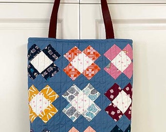 Quilted Tote Bag Project Bag Handbag Purse Ruby Star Tarry Town Fabric Tote Handmade Gift for Quilter Quilted Bag One Of A Kind Sewing Bag