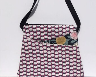 Clearance Modern Cotton Print Cross body Bag Handbag Purse Crossbody Bag Artsy Easter Gift Whimsical Crossbody