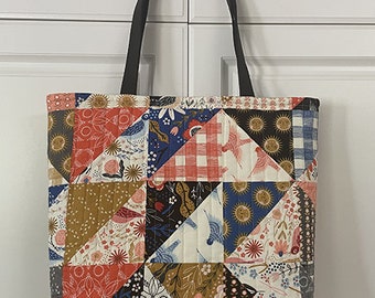 Quilted Tote Bag Project Bag Handbag Purse Gingiber Birdsong Fabric Tote Handmade Gift for Quilter Quilted Bag One Of A Kind Sewing Bag