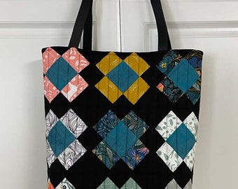 Quilted Tote Bag Project Bag Handbag Purse Gingiber Nocturnal Tote Handmade Gift for Quilter Quilted Bag One Of A Kind Sewing Bag