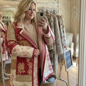 Vintage Quilt Coat 2X–3X | Upcycled Patchwork Jacket | Boho Cottagecore Quilt Coat | One of a Kind Recycled Quilt Jacket | Winter Gift