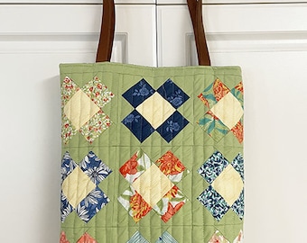 Summer Garden Bag Quilted Tote Bag Project Bag Handbag Purse Garden Society Fabric Tote Handmade Gift for Quilter Quilted Bag Sewing Bag