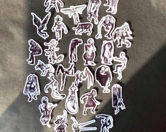 Ensemble d'autocollants des monstres de Silent Hill, 28 pièces.