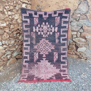 Black art rug for home decor - Antique Black Rug - Modern Black Rug - Luxury Black Rug - Hand Knotted Moroccan Rug - Berber Rug