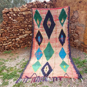 moroccan rug boujad ,moroccan rug 8x4, Handmade Rug, Old Berber carpet, Traditional Morocco Rug, Bohemian Rug