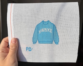 Hand-Painted Sweatshirt Needlepoint Canvas • 18 Mesh, 3" Design