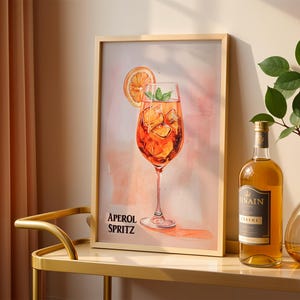 Aperol Spritz cocktail kunst print-retro drankje poster-minimalistische moderne muur kunst-vintage cocktail kunst aan de muur-instant afdrukbare digitale download-