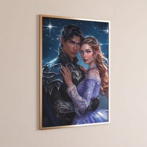 Impresión digital de Feyre y Rhysand de ACOTAR, Espinas y rosas imprimibles, Arte mural de Una corte de espinas y rosas, Sarah J Maas, Decoración de estanterías