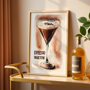 Espresso Martini Cocktail Art Print-Retro Drink Poster-Minimalist Modern Wall Art-Vintage Cocktail Art-Instant Printable Digital Download-