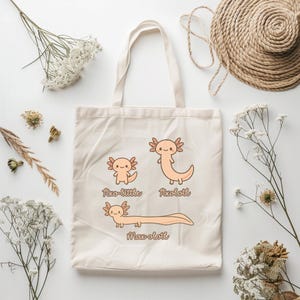 Axo-little to Max-olotl Funny Axolotl Tote Bag – Cute Amphibian Gift, Animal Lover Canvas Bag, Kawaii Reusable Shopping Bag