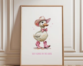 Cowboy Goose Print: Funny Western Farm Animal Art (Digital Download